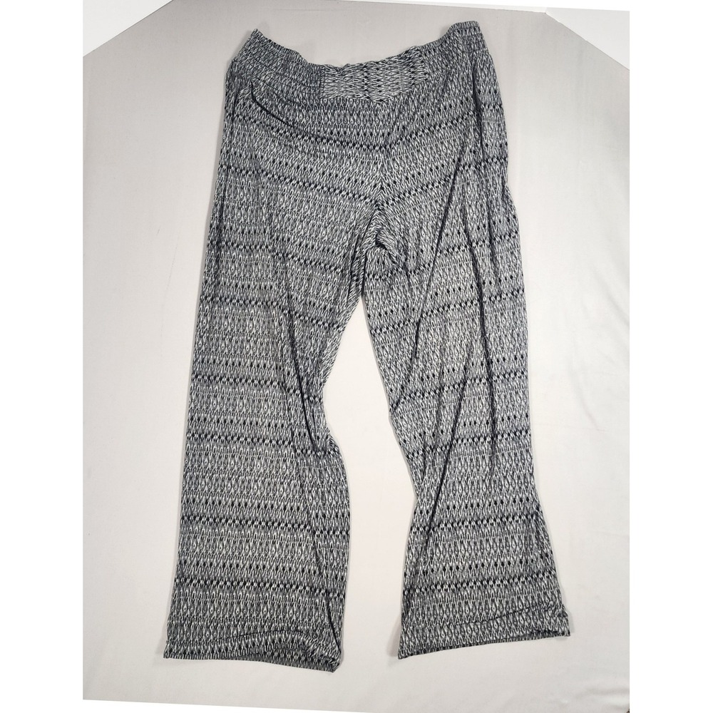 Premise Womens Black White Geometric Print Wide Leg Elastic Waist Pants 1X